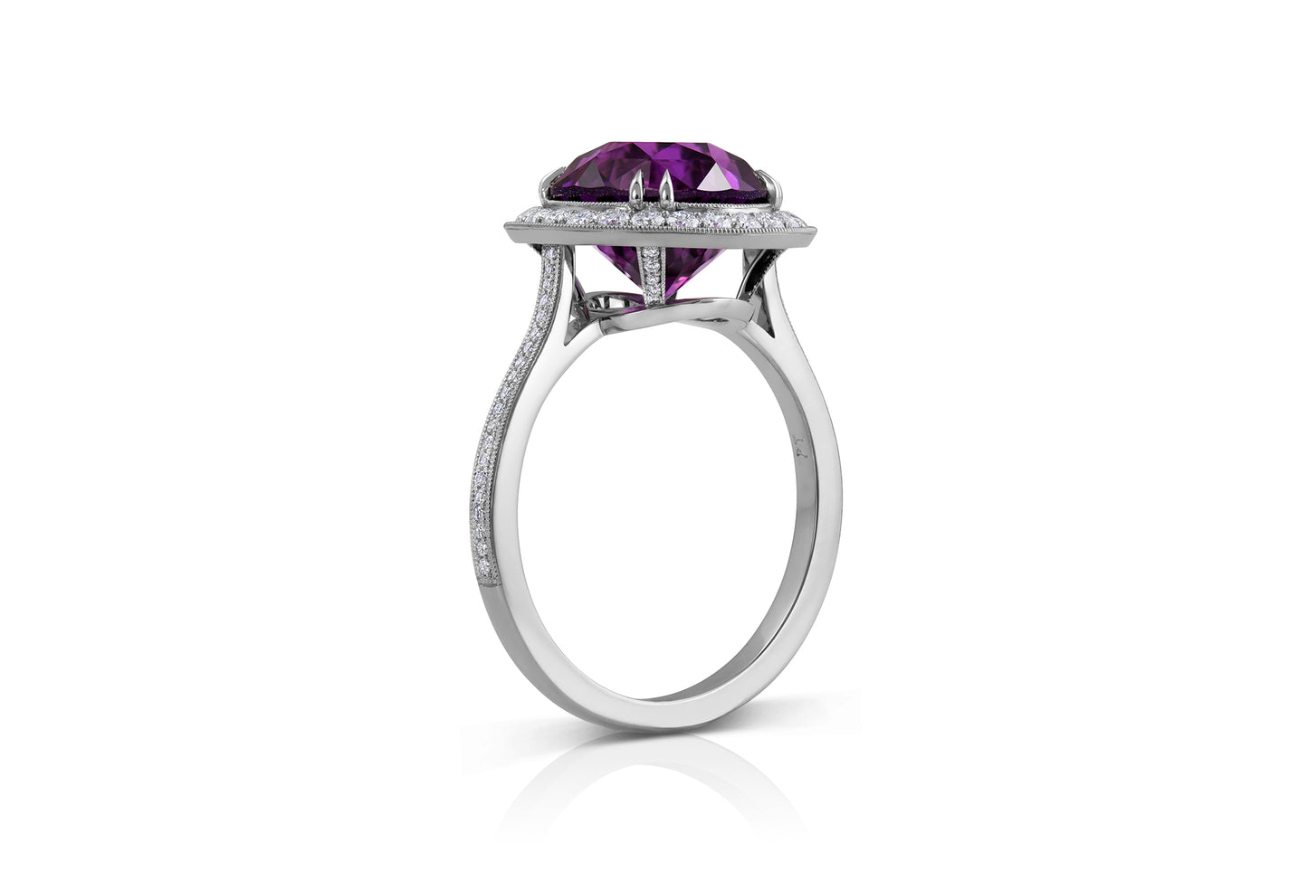 Puple Spinel Ring Accented in Platinum and Diamonds