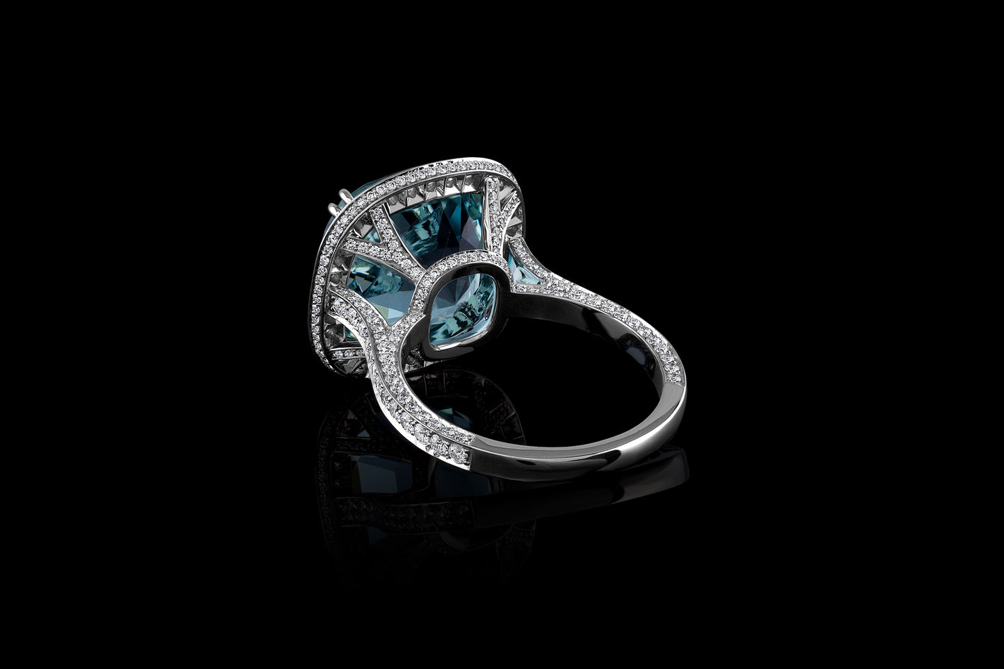 Aquamarine set in Platinum & Accented with Diamonds
