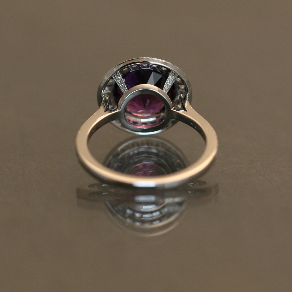 Puple Spinel Ring Accented in Platinum and Diamonds
