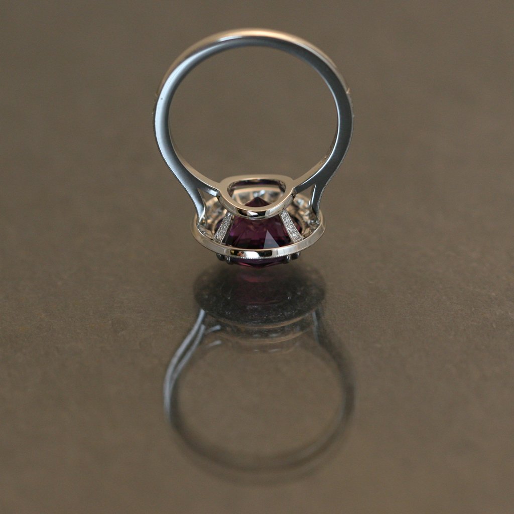 Puple Spinel Ring Accented in Platinum and Diamonds