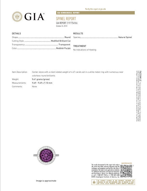 Puple Spinel Ring Accented in Platinum and Diamonds