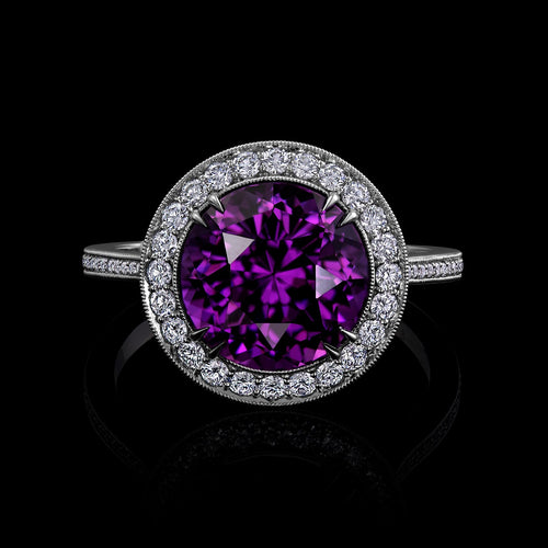 Puple Spinel Ring Accented in Platinum and Diamonds