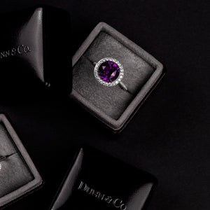 Puple Spinel Ring Accented in Platinum and Diamonds