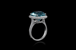 Aquamarine set in Platinum & Accented with Diamonds